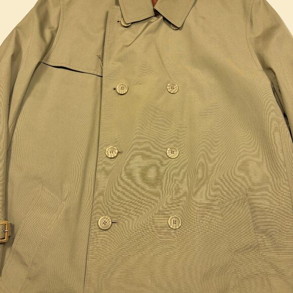 1970s Oleg Cassini trench coat jacket, size 42 L vintage faux-fur lined coat - Picture 8 of 10